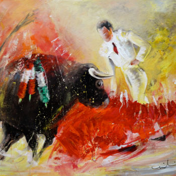 Malerei mit dem Titel "The Red Barrier" von Miki De Goodaboom, Original-Kunstwerk, Öl