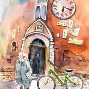 제목이 "Cycling in Italy 03"인 미술작품 Miki De Goodaboom로, 원작, 수채화