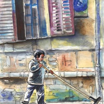 Pittura intitolato "Street worker in Ni…" da Miki De Goodaboom, Opera d'arte originale, Olio