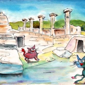 Ζωγραφική με τίτλο "Romance in Paphos" από Miki De Goodaboom, Αυθεντικά έργα τέχνης, Λάδι