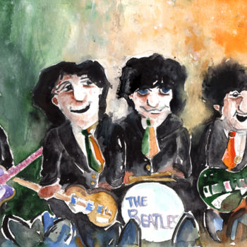 Malerei mit dem Titel "The Beatles in Irel…" von Miki De Goodaboom, Original-Kunstwerk, Öl