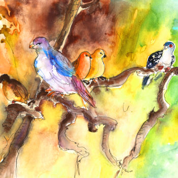 Pittura intitolato "Birds in Gran Canar…" da Miki De Goodaboom, Opera d'arte originale, Olio