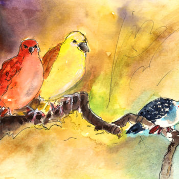 Painting titled "Birds in Gran Canar…" by Miki De Goodaboom, Original Artwork, Oil