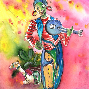 Картина под названием "Musician in Crocodi…" - Miki De Goodaboom, Подлинное произведение искусства, Масло