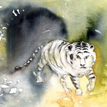 Картина под названием "Tiger in Crocodile…" - Miki De Goodaboom, Подлинное произведение искусства, Масло