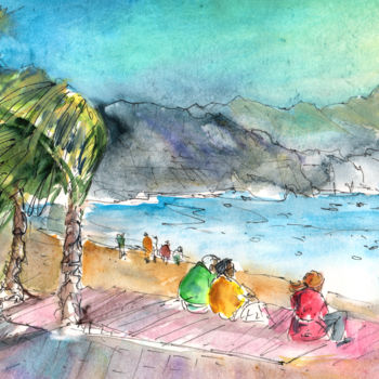 「Puerto De Las Nieve…」というタイトルの絵画 Miki De Goodaboomによって, オリジナルのアートワーク, グワッシュ水彩画