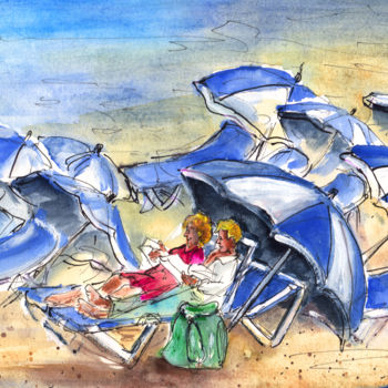 绘画 标题为“Umbrella Beach” 由Miki De Goodaboom, 原创艺术品, 油
