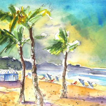 Painting titled "Las Canteras Beach…" by Miki De Goodaboom, Original Artwork, Oil