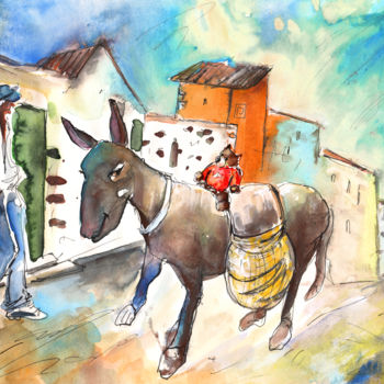 "The Donkey and The…" başlıklı Tablo Miki De Goodaboom tarafından, Orijinal sanat, Petrol