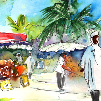 Pintura titulada "Carribean Market 02" por Miki De Goodaboom, Obra de arte original, Oleo