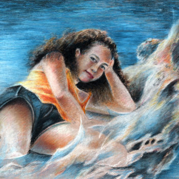 Painting titled "Young Tahitian Merm…" by Miki De Goodaboom, Original Artwork, Oil