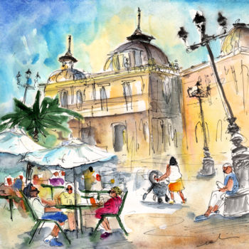 Ζωγραφική με τίτλο "Life in Cartagena 02" από Miki De Goodaboom, Αυθεντικά έργα τέχνης, Ακουαρέλα