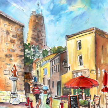 Schilderij getiteld "Barberousse Tower i…" door Miki De Goodaboom, Origineel Kunstwerk, Aquarel