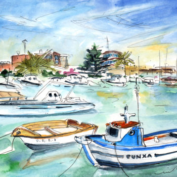 Malerei mit dem Titel "Harbour in Benicarlo" von Miki De Goodaboom, Original-Kunstwerk, Aquarell