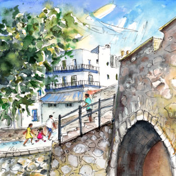 绘画 标题为“Peniscola Old Town…” 由Miki De Goodaboom, 原创艺术品, 水彩