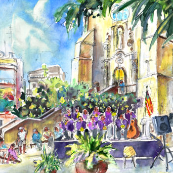 Painting titled "Catalonia Day In Ll…" by Miki De Goodaboom, Original Artwork, Watercolor