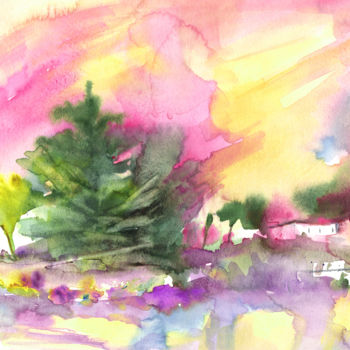 Painting titled "Early Morning 67" by Miki De Goodaboom, Original Artwork, Watercolor