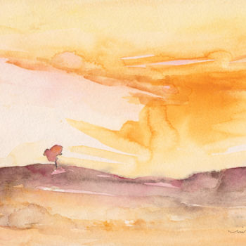 Malerei mit dem Titel "Early Morning 70" von Miki De Goodaboom, Original-Kunstwerk, Aquarell