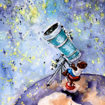 Картина под названием "Starry Starry Night" - Miki De Goodaboom, Подлинное произведение искусства, Акварель