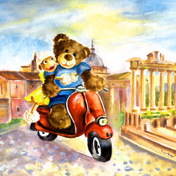 Malerei mit dem Titel "Holiday In Rome" von Miki De Goodaboom, Original-Kunstwerk, Aquarell
