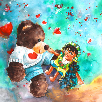 Peinture intitulée "Tahitia My Valentine" par Miki De Goodaboom, Œuvre d'art originale, Aquarelle