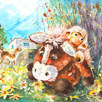 Painting titled "Donko The Donkey Wh…" by Miki De Goodaboom, Original Artwork, Watercolor