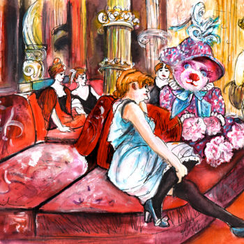 Painting titled "Bearnadette In The…" by Miki De Goodaboom, Original Artwork, Watercolor