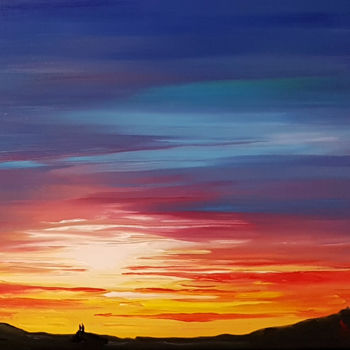 Schilderij getiteld "Sunset" door Katherine Afanasyeva, Origineel Kunstwerk, Olie