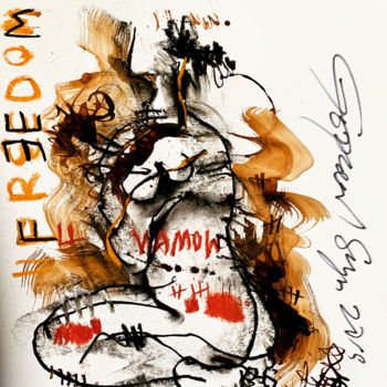 Peinture intitulée "Freedom" par Gopaal Seyn, Œuvre d'art originale, Fusain