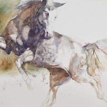Peinture intitulée "Horse in the run 5 (" par Goran Žigolić (watercolors), Œuvre d'art originale, Aquarelle