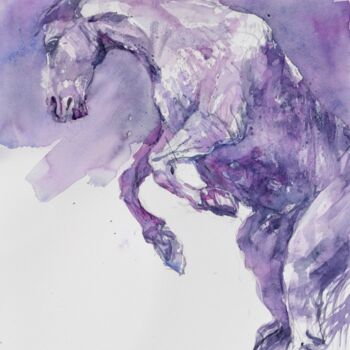 Painting titled "Prancing horse in p…" by Goran Žigolić (watercolors), Original Artwork, Watercolor