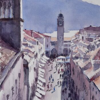 Painting titled "Dubrovnik summer" by Goran Žigolić (watercolors), Original Artwork, Watercolor