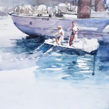 Картина под названием "Fishermans" - Goran Žigolić (watercolors), Подлинное произведение искусства, Акварель