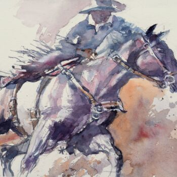 Painting titled "Cowboys dream 2" by Goran Žigolić (watercolors), Original Artwork, Watercolor