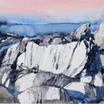 Painting titled "Stone by the sea" by Goran Žigolić (watercolors), Original Artwork, Watercolor