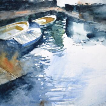 제목이 "Three boats 2"인 미술작품 Goran Žigolić (watercolors)로, 원작, 수채화