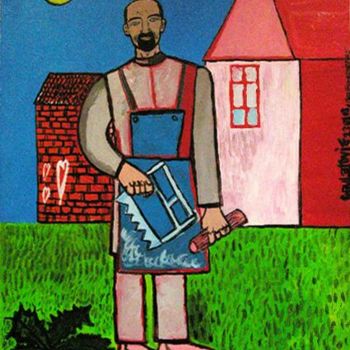 Painting titled "Serbian Peasant" by Goran Bulatovic, Original Artwork