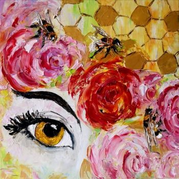 Картина под названием "Медовый взгляд" - Oksana Gordijko, Подлинное произведение искусства, Масло