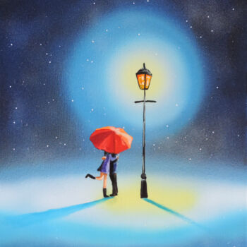 Pintura intitulada "Red umbrella and a…" por Gordon Bruce, Obras de arte originais, Óleo