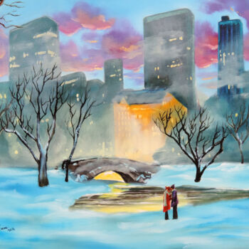 Painting titled "Winter in Central P…" by Gordon Bruce, Original Artwork, Oil