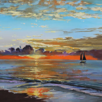 Картина под названием "Boat on the water" - Gordon Bruce, Подлинное произведение искусства, Масло