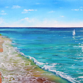 Peinture intitulée "Summer beach" par Gordon Bruce, Œuvre d'art originale, Huile