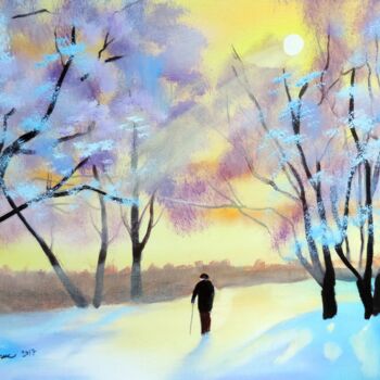 Pintura intitulada "winter light" por Gordon Bruce, Obras de arte originais, Óleo