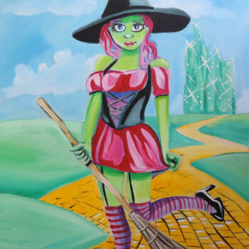 Картина под названием "Wicked Witch Wizard…" - Gordon Bruce, Подлинное произведение искусства, Масло