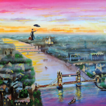 Malerei mit dem Titel "Mary Poppins painti…" von Gordon Bruce, Original-Kunstwerk, Öl