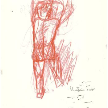 Drawing titled "lettore impegnato" by Bruno, Original Artwork, Ink