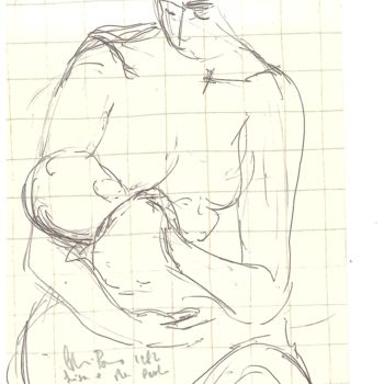Disegno intitolato "luisa e pier paolo" da Bruno, Opera d'arte originale, Biro