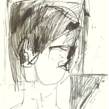 Drawing titled "giovane-arrabbiato" by Bruno, Original Artwork, Ink