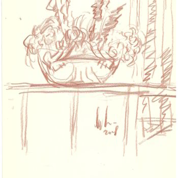 Dessin intitulée "tavolo-con-fiori" par Bruno, Œuvre d'art originale, Pastel