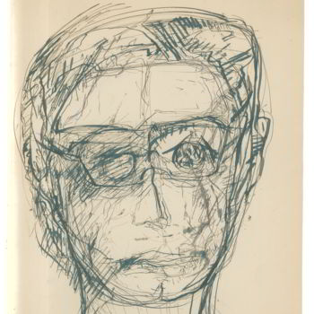 Drawing titled "luisa-con-occhiali" by Bruno, Original Artwork, Pencil